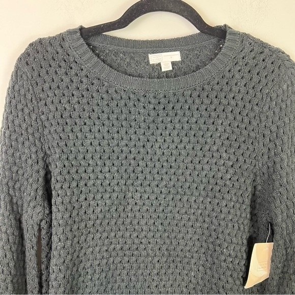 14th & Union black crochet crewneck sweater womens size medium - Picture 3 of 10